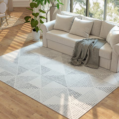 Fynco - Modern Area Rug, Geometric Pattern Non-Slip Washable Rug, Soft Floor Carpet for Living Room, Bedroom, Dining Room, Home Office, 290 x 200 cm, Grey