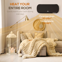 Fynco - 2000W Wall Mounted Ceramic Space Heater, 10-49°C Temperature, Black