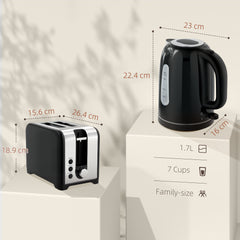 Fynco - Simple Polished Toaster and Kettle Set - Black