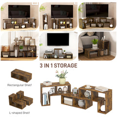 TV Stand for TVs up to 75 Inches, Free Combination TV Unit with Storage Shelves, Extendable Entertainment Centre for Living Room, Rustic Brown