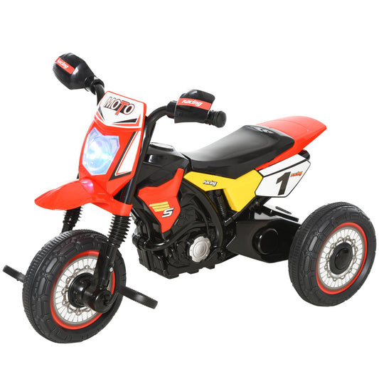 Toddler Pedal Motorcycle Kids Ride On Tricycle Early Learning w/ Music Lights Handlebar Stickers Exercise Boys Girls Gift for Kids 18 - 36 Months Red
