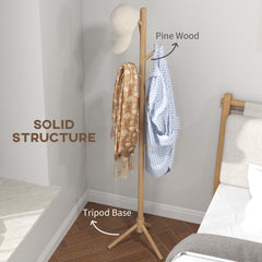 Eight-Hook Wooden Coat Rack - Natural