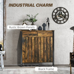 Fynco - 93 x 88.5cm Rustic-Look Radiator Cover - Brown/Black