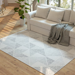 Fynco - Modern Area Rug, Geometric Pattern Non-Slip Washable Rug, Soft Floor Carpet for Living Room, Bedroom, Dining Room, Home Office, 230 x 160 cm, Grey
