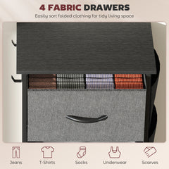 Chest of Four Fabric Drawers - Charcoal Grey