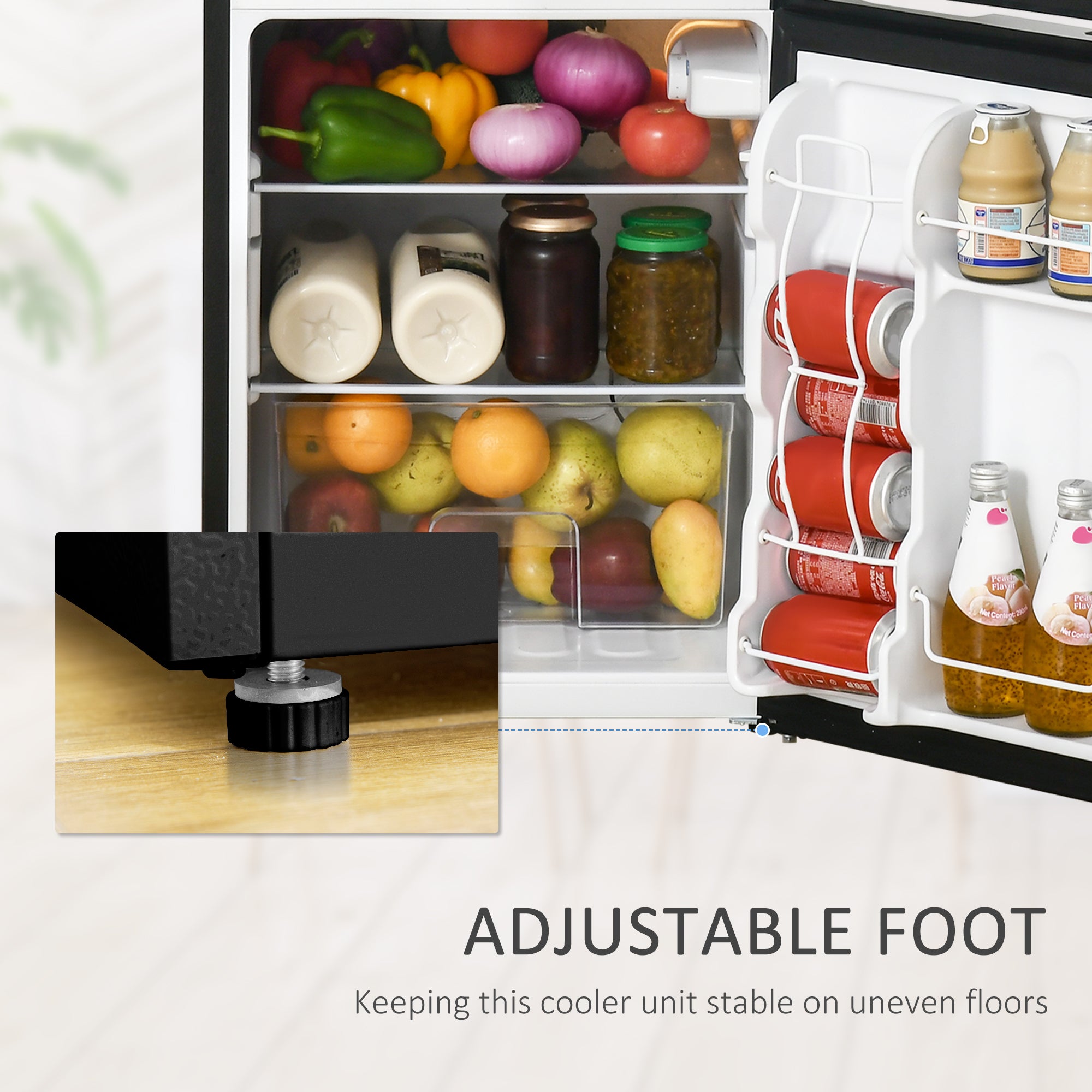 Fynco - 88L Under Counter Fridge Freezer, Small Refrigerator with 5-Setting, 3 Star Freezer Rating, Black