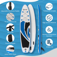 10.6' x 32" x 6" Inflatable Stand Up Paddle Board, Non-Slip & Ultra-Light Deck with ISUP Accessories, Adj Paddle, Pump, Backpack Bag, and Three Bottom Fins, for Youth Adults Beginner