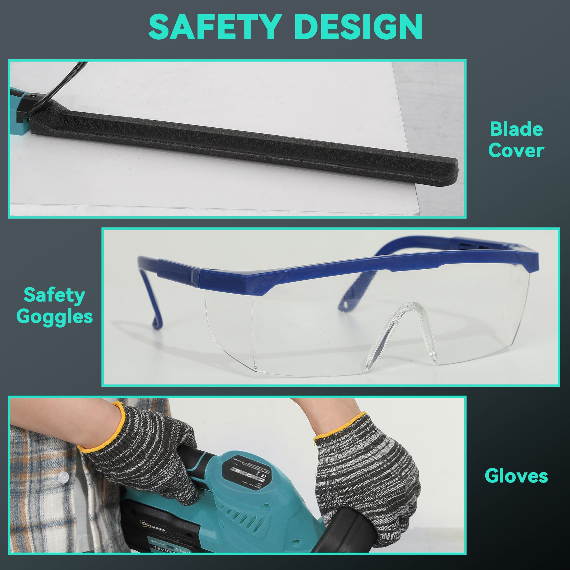 20" Cordless Hedge Trimmer, 21V Electric Hedge Cutter with 51cm Dual Action Blade, 2 x 4000mAh Batteries and Brushless Motor for Garden Branches, Shrubs, Twigs, Blue