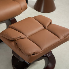 Fynco - Faux Leather Reclining Chair and Footstool - Brown