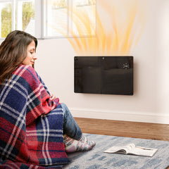 Fynco - Electric Heater Wifi Smart App, 1500W Glass Panel Heater Radiator, Freestanding or Wall Mounted Convector Space Heater with LED Display, 24Hr 7 Day Timer, Adjustable Thermostat, Remote Control