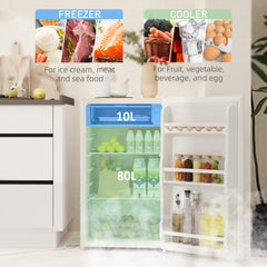 91L Freestanding Under-Counter Fridge with Lock - White