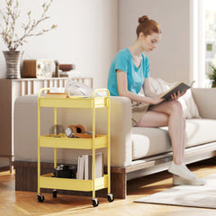 Three-Tier Steel Storage Trolley - Yellow