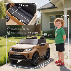 AIYAPLAY Land Rover Discovery Licensed 12V Kids Electric Car with Remote, 4 Wheel Suspension, Slow Start, Lights, Music, Khaki