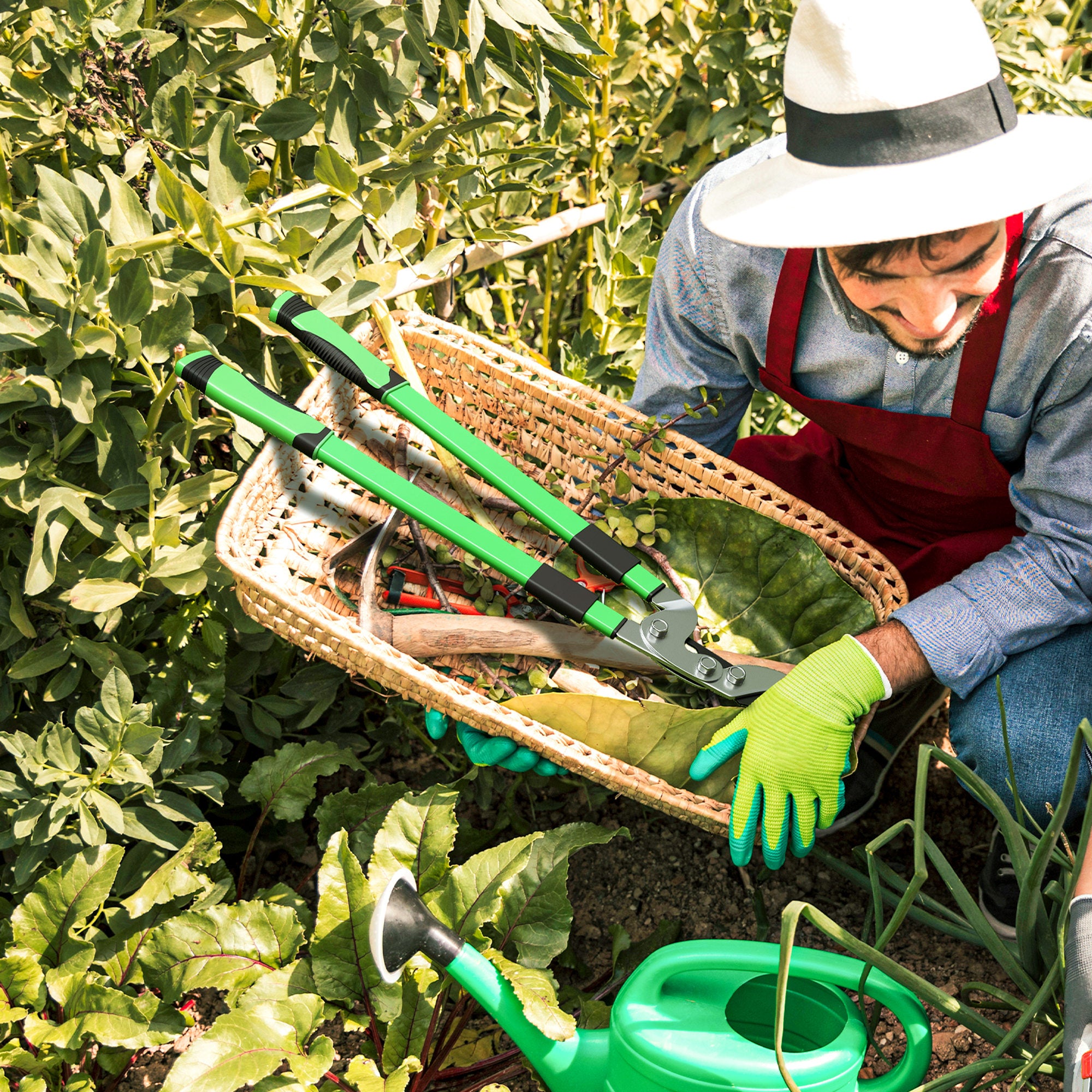 Telescopic Loppers 64.5-90 cm, Extendable Garden Loppers Heavy Duty with Steel Blade and Adjustable Handles, Tree Trimmer for Branches, Bushes, Shrubs, Green