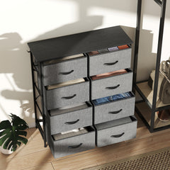 Chest of Eight Fabric Drawers - Charcoal Grey