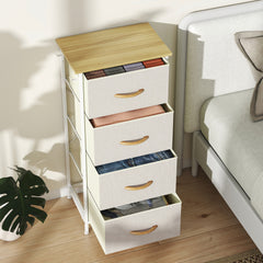 Chest of Four Fabric Drawers - Beige