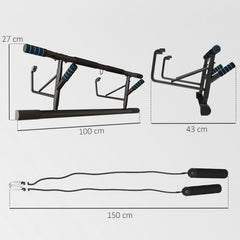 SPORTNOW Pull-Up Bar, No-Drilling Chin-Up Bar, Push-Up Stand with Resistance Bands, Padded Handles for Home Gym Exercise, Blue