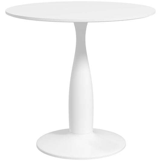 Round Dining Table, Modern Dining Room Table with Steel Base, Non-slip Foot Pad, Space Saving Small Dining Table