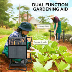 Steel Frame Padded Garden Kneeler, with Tool Bag - Grey