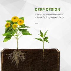 100L Raised Flower Bed Wooden Rectangular Planter Container Box Flower Pot Herb Pot 100L x 38.5W x 40H (cm)