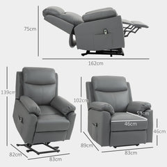 Faux Leather 70° Electric Riser Recliner Chair, Charcoal Grey