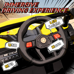 AIYAPLAY 12V Kids Ride On Car with Remote Control, Kids Electric Car with Suspension System, Music, for Kids 3-5 Years, Yellow