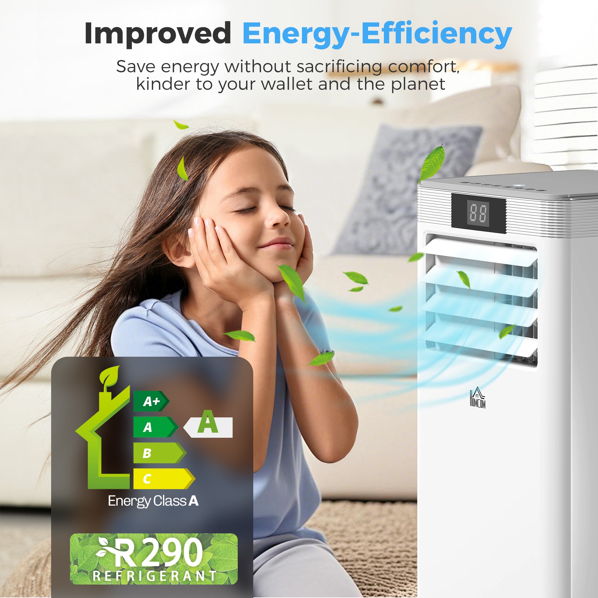 10000 BTU Air Conditioning Unit, 4-in-1 Portable Air Conditioner, Dehumidifier, Cooling, Fan, Sleep Mode, with Remote Control, LED Display, 2 Speeds, 24H Timer, Window Venting Kit, 22m²