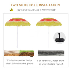 1.6m Garden Hawaii Parasol, Patio Beach Sun Umbrella Sunshade Hawaiian Folding Tilting Crank Parasol (Multicolour)