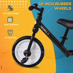 11 Inch Kids Balance Bike Training Pedal Bicycle W/ Removable Stabilizers EVA Tyres Adjustable Seat Height 2 to 5 Years Gift for Boys Girls Black