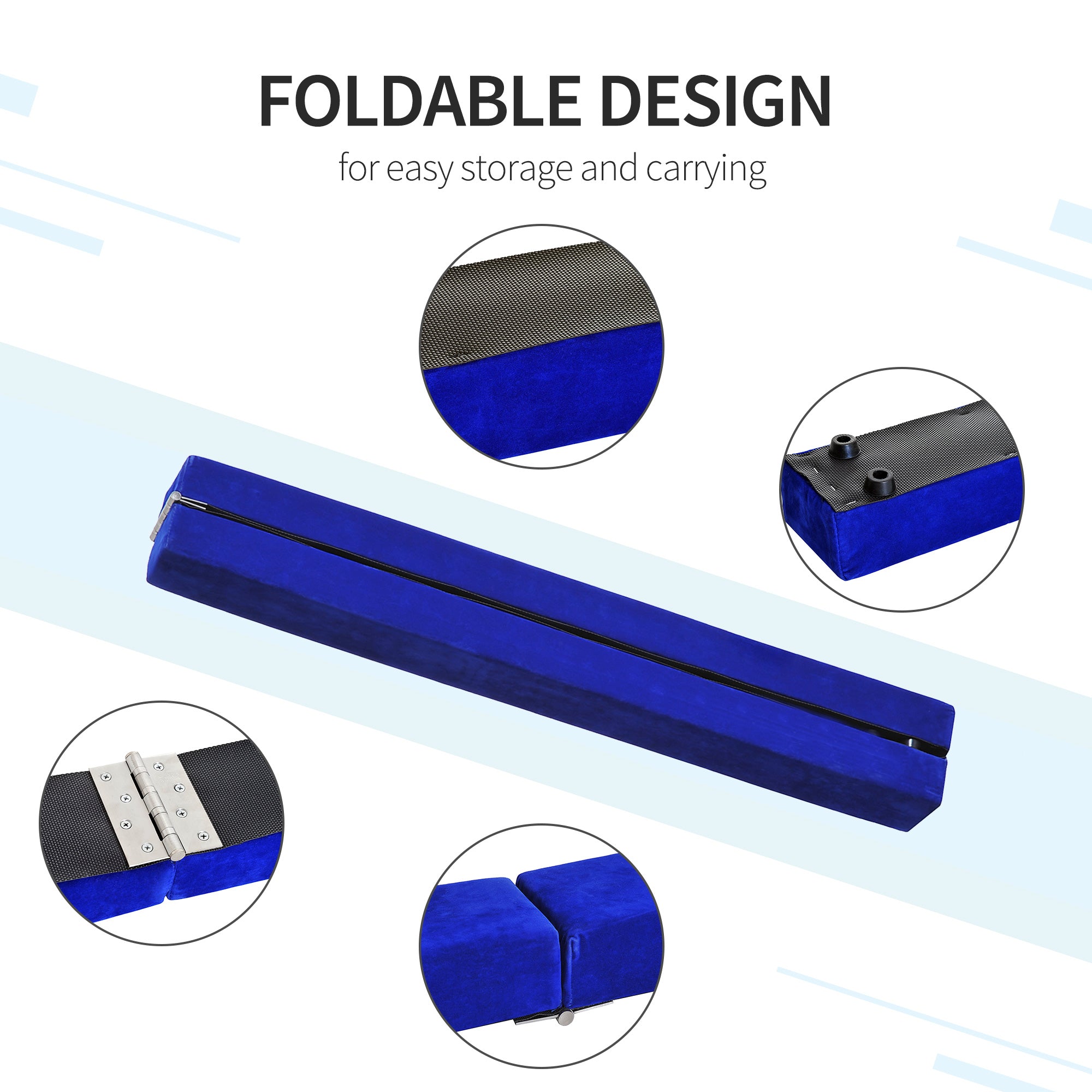 2.1M 7FT Gymnastics Folding Balance Beam Home Gym Training Exercise Sports - Blue