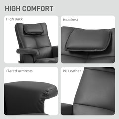 Faux Leather Massage Recliner Chair, with Storage Ottoman - Black