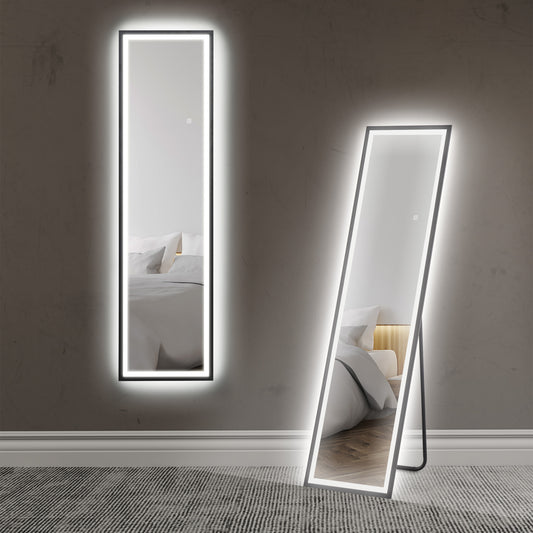 150 x 40cm Full Length Mirror, with Adjustable Lights - Black