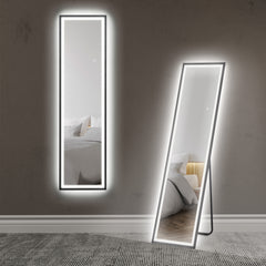 150 x 40cm Full Length Mirror, with Adjustable Lights - Black