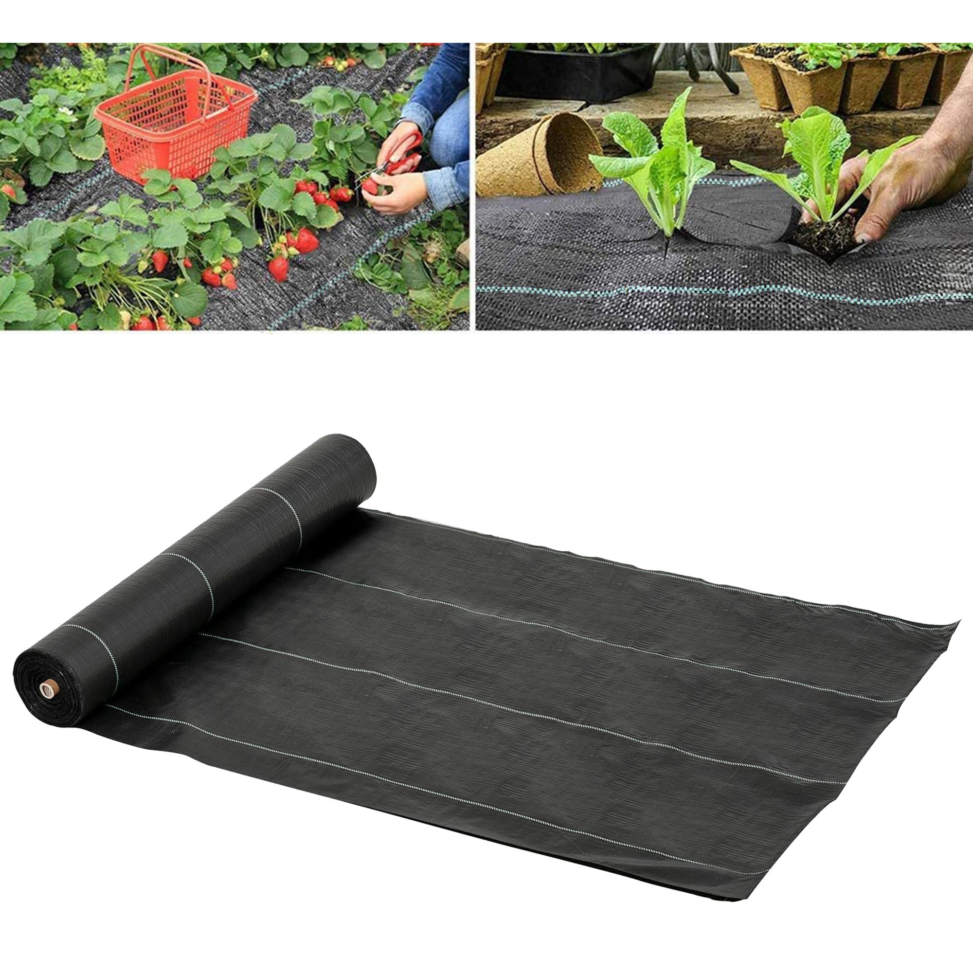 2m x 50m Weed Control Membrane, Heavy Duty Weed Control Barrier Fabric, 90gsm Ground Cover for Patios, Garden, Flower beds, Landscaping