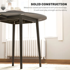 Folding Dining Table for 4, Round Drop Leaf Table, Modern Space Saving Small Kitchen Table with Wood Legs for Dining Room, Grey