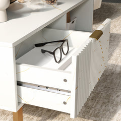 Elegant Marble Effect Storage Coffee Table - White