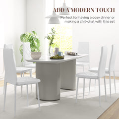 Set of 6 Faux Leather Dining Chairs - White