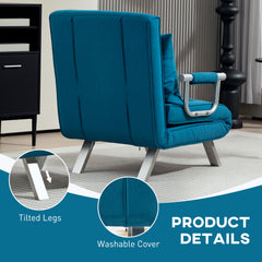 4-in-1 Faux Suede Chair Bed - Blue