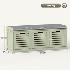 Fynco - 3-Drawer Shoe Storage Bench - Green