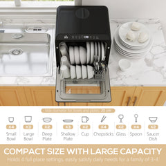 6L Five-Mode Tabletop Dishwasher - Black