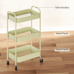 Three-Tier Steel Storage Trolley - Green