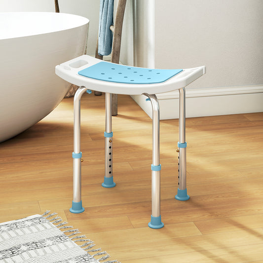 Fynco - Shower Chair, Adjustable Height Shower Stool with Aluminium Frame and Non-Slip Feet, Bathtub Stool Seat for Elderly Disabled Handicap, Turquoise