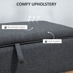 30L Linen Storage Ottoman Padded Footstool with Rubberwood Legs for Storage Box, Bed End, Shoe Bench, Seating, Dark Grey