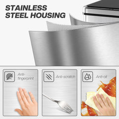 Fynco - 40L Sensor Bin with Quiet Soft-Close Lid, Automatic Touchless Motion Sensor Kitchen Bin with Fingerprint Resistant Stainless Steel for Hygienic Gyms, Home Office Use, Silver Tone