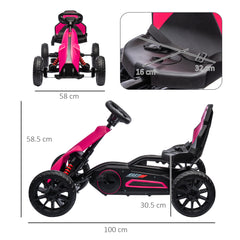 Kids Pedal Go Kart, with Adjustable Seat, EVA Wheels, Seat, Handbrake - Pink