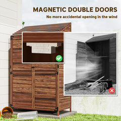 103.5 x 59 cm Wooden Garden Shed - Brown