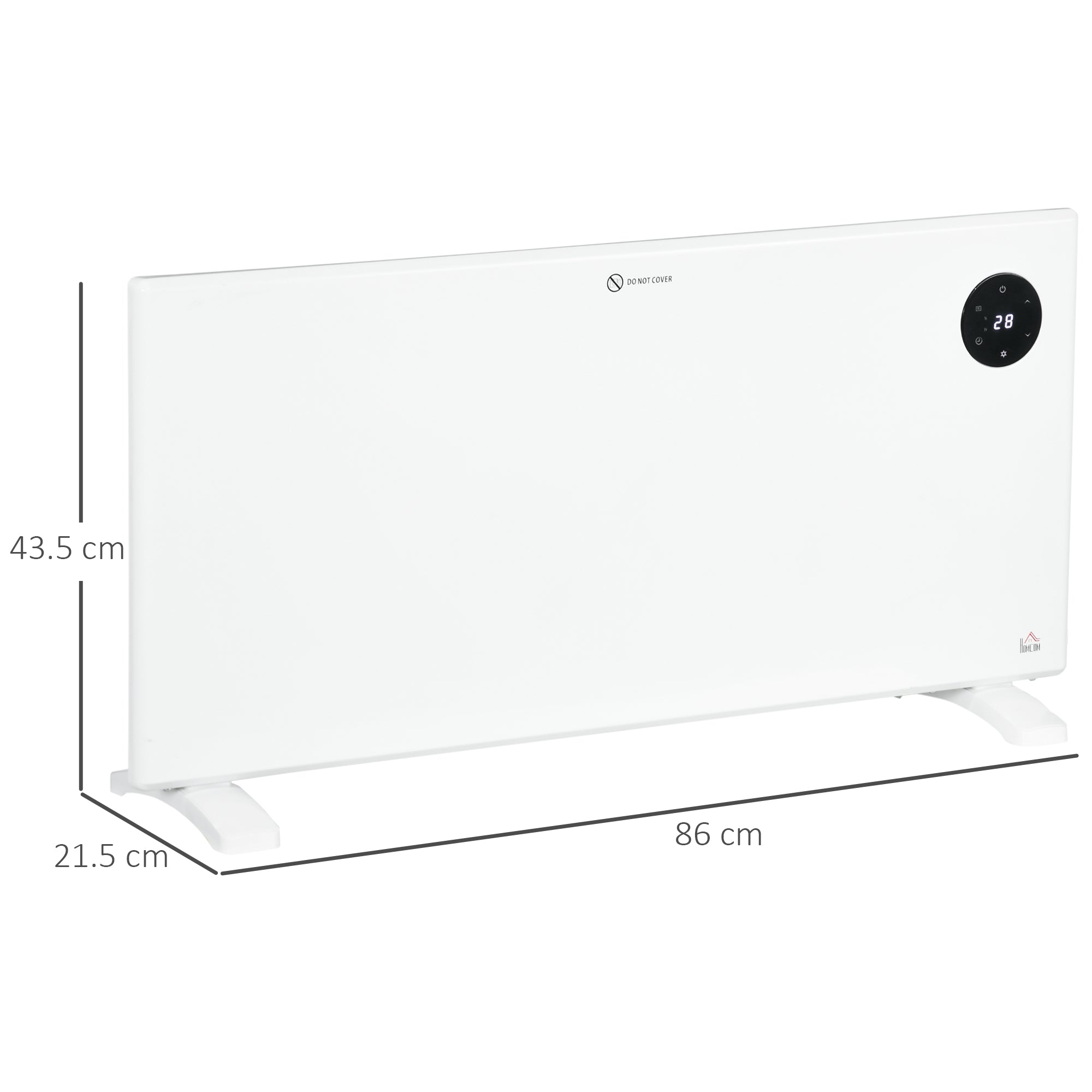 Fynco - 2000W Electric Convector Heater, Freestanding or Wall Mounted, Space Heater with Adjustable Thermostat, Timer, White