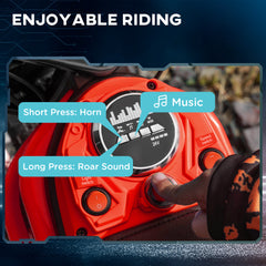 24V Electric Motorbike with Twist Grip Throttle, Music, Horn, 12" Pneumatic Tyres, 16km/h Max Speed - Red
