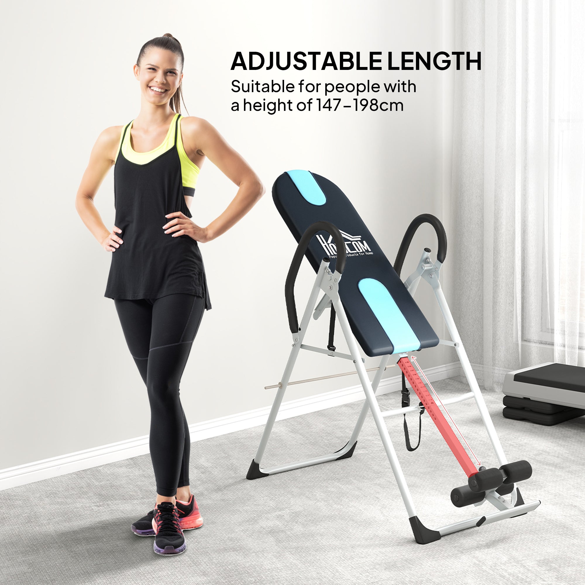 Foldable Gravity Inversion Table Back Therapy Home Fitness Bench Black