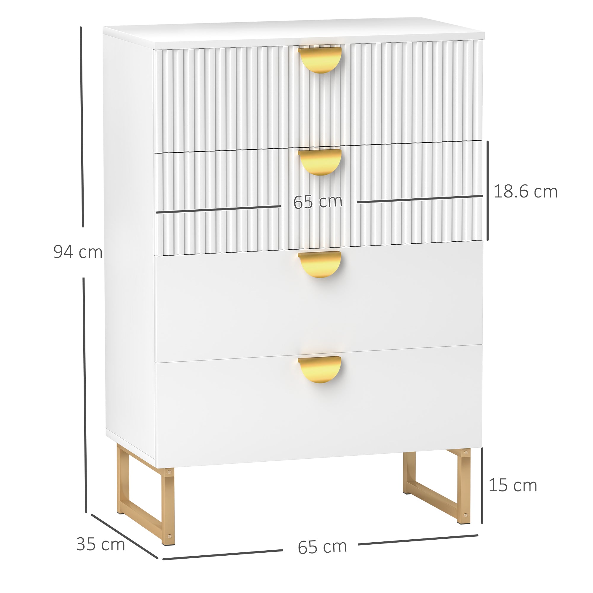 Elegant Chest of Four Drawers - White